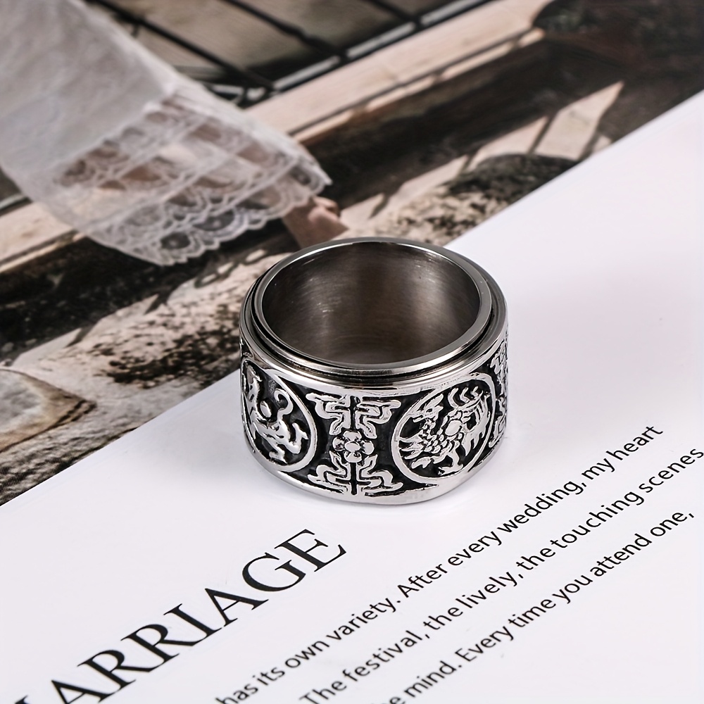 a stylish punk   hip hop trendy   304 stainless steel mens ring suitable for everyday wear Product details 4