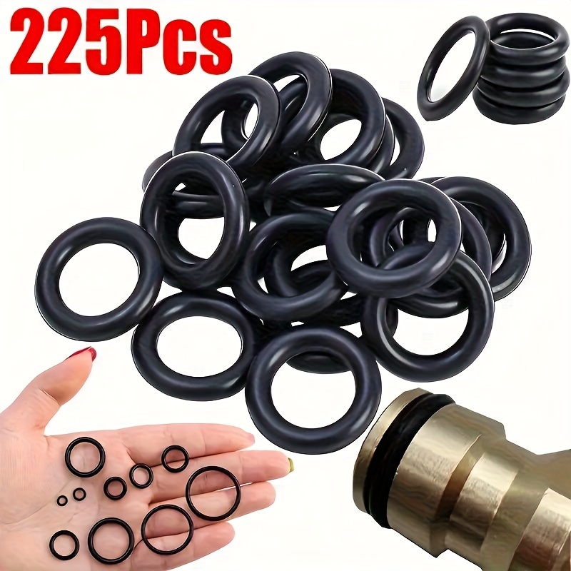 225pcs O-ring Kit: Durable Rubber Seals For Automotive And Mechanical Use, Ideal For Pipes - Oil And Water Resistant, Sizes