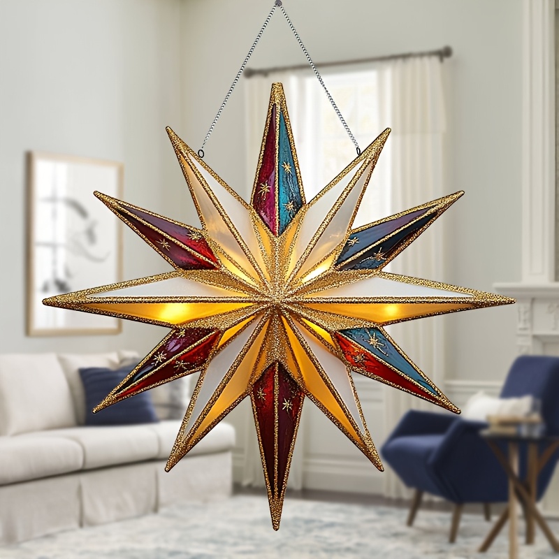 

1pc Star Of Acrylic Sun (9.05"x8.54") - Bohemian Style, Multicolored Stained Glass Effect, Ideal For Day, Decor, Wreath Centerpiece, Window & Wall Hanging