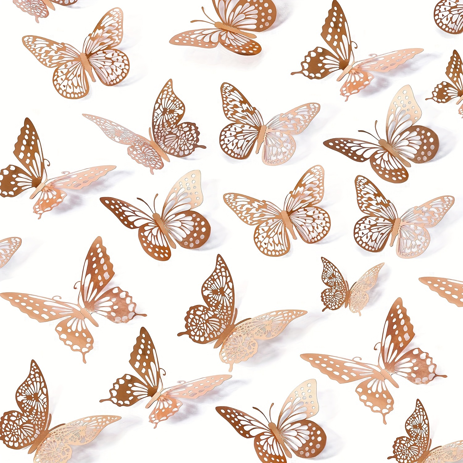 

48 Pack 3d Butterfly Wall Decor In 4 Styles, Rose Golden Paper Butterflies Removable Party Decorations, Versatile For Birthday Celebrations & Themed Events - Use Without Electricity