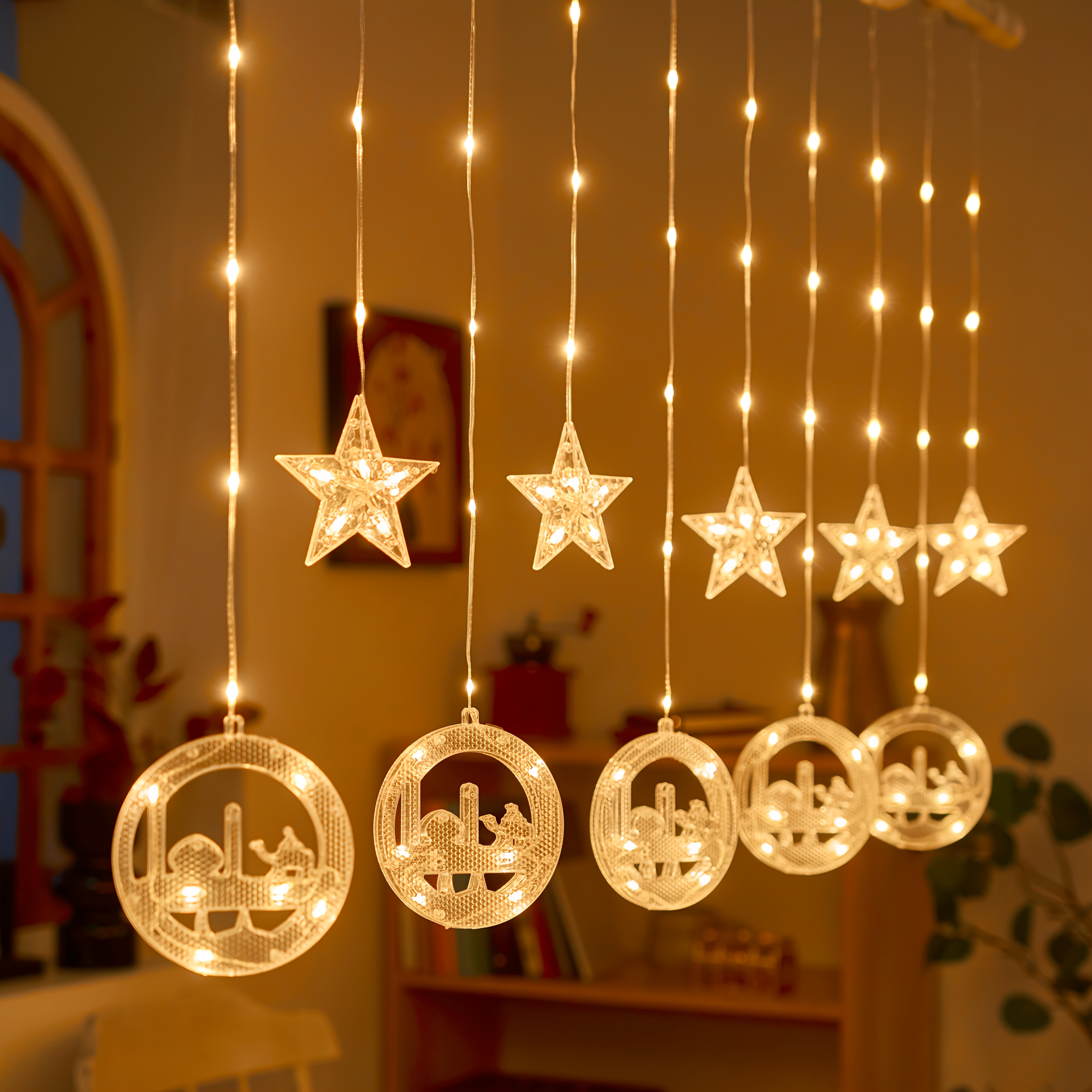 ramadan lights ramadan curtain lights muslim ramadan led string lights usb powered   curtain lights castle curtain lights for home holiday decoration warm romantic atmosphere light with 8 lighting     ramadan