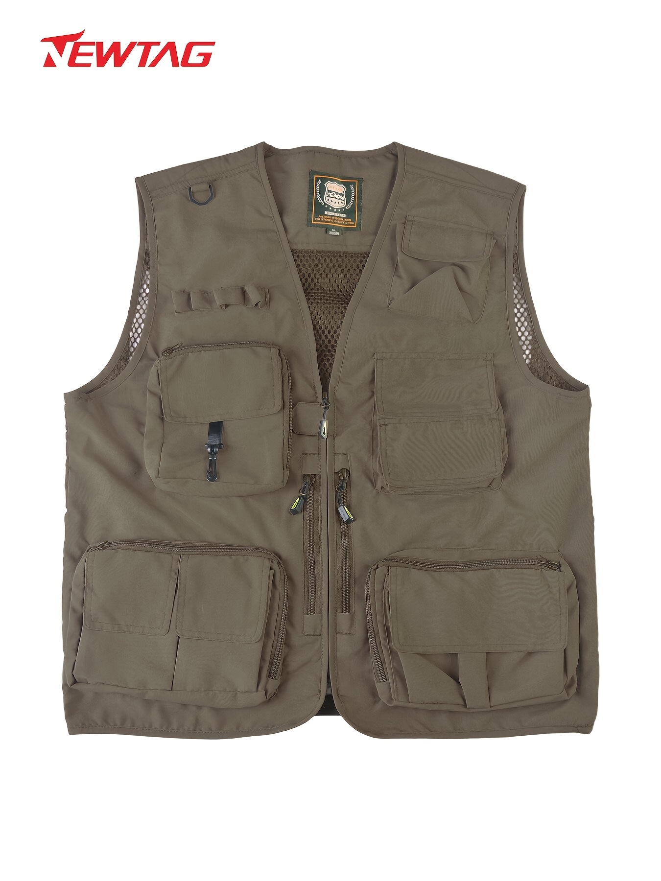 Solid Nylon Men's Multi-pocket Zip Up Breathable Fishing Vest Jacket, Men's  Outdoor Photography Workwear