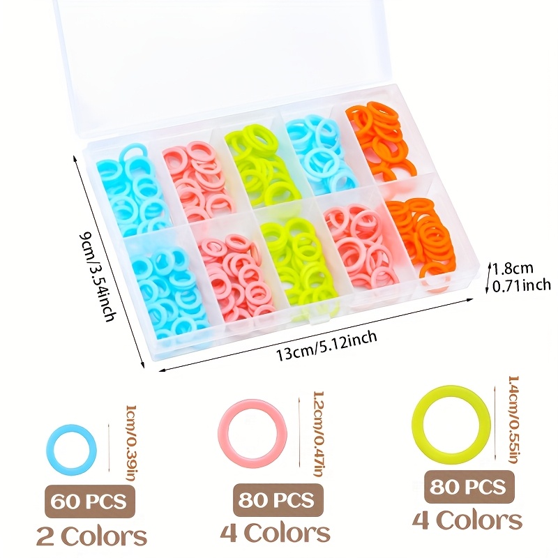 Image of 220pcs Of Knitted Marker Rings, Colored Dot Marker Rings (s/m/l), With Portable Storage Box, Used For Diy Sewing Knitting Crochet