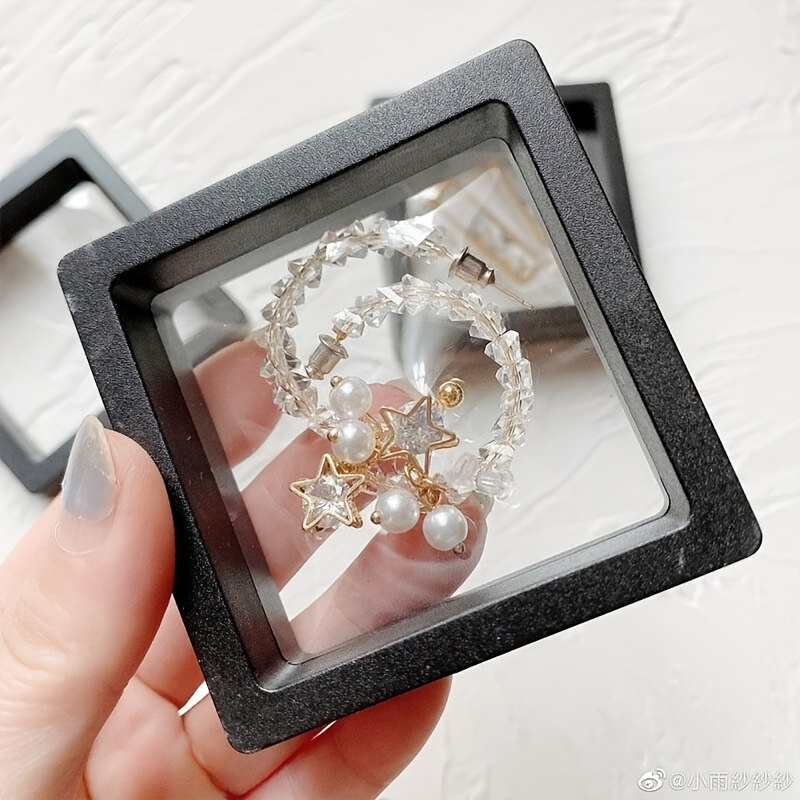 30pcs elegant   floating display cases with elastic film dustproof plastic jewelry storage boxes for necklaces bracelets rings   earrings pins ideal for retail and personal use contemporary style tabletop mounting   closure polished   personal jewelry display sleek display box secure closure box jewelry display case jewelry boxes Product details 2