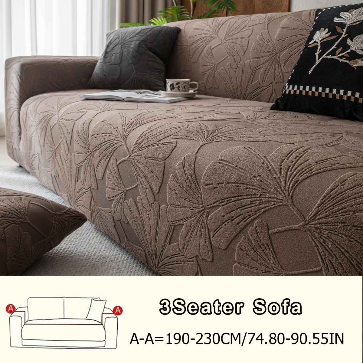 TEMU 1pc Garden-themed Ginkgo Leaf Design Polar Fleece Sofa Protector Durable Couch Cover Comfortable Living Room Decor Non-slip Wear-resistant