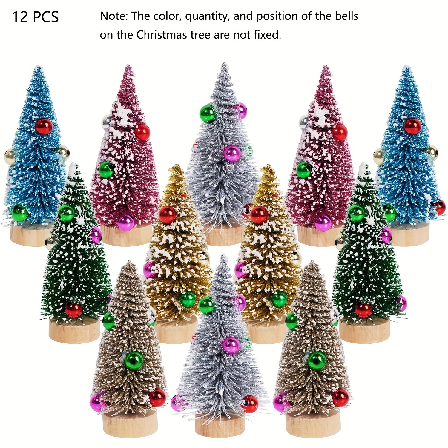 Set Of 12 Small Artificial Pine Trees In Colors, Perfect For Winter And Christmas Decorations, Halloween Decor