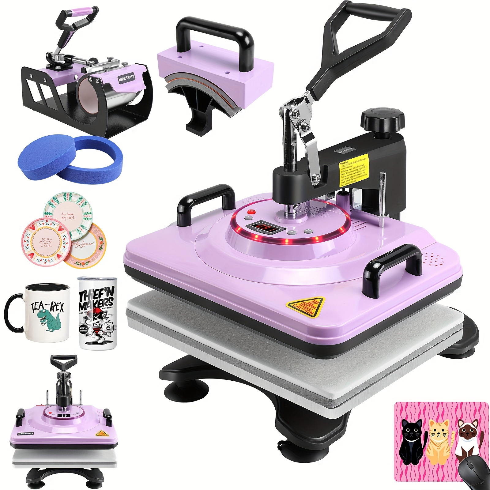 

Heat Press Machine 15x12 Inch 5 In 1 Combo With Tumbler Press/hat Press - Tshirt Heat Press Machine For T Shirts, 360° Multifunction Heat Transfer Sublimation For Printing T Shirts Mug Hat Plate Cap