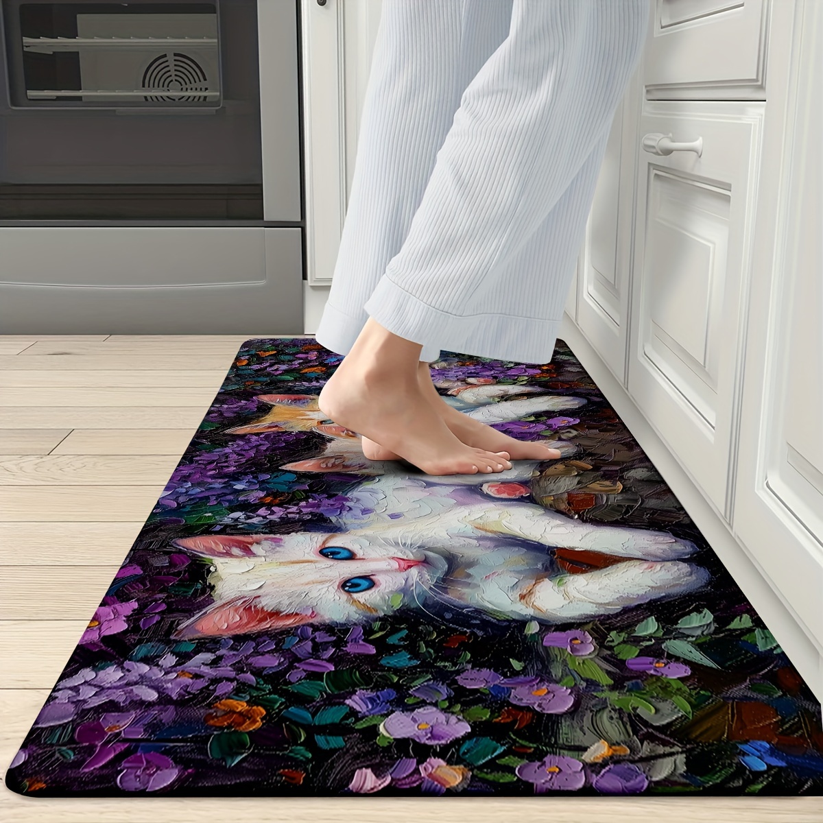 

1/2pcs, Area Rug, Cute Cats Kitchen Rugs And Mats Non Skid Washable Absorbent Microfiber Kitchen Mat For Floor, Non-shed, Non-slip, Family & Pet Friendly - Premium Recycled Fibers