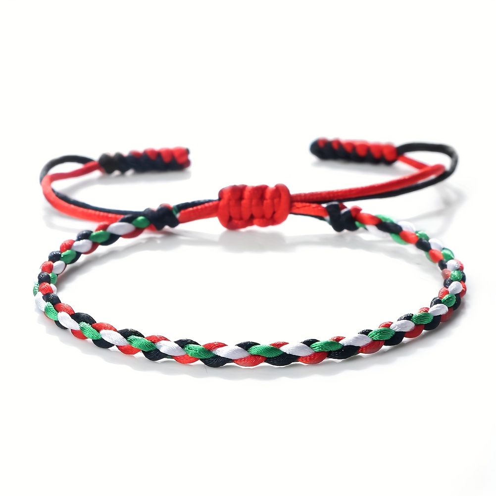 Image of 1pc Of Bohemian Style Handmade Woven Bracelet Suitable For Men And Women, Featuring A Four-strand Flat With A Colorful Pattern, Perfect For Daily Wear, Parties, Celebrations, And As A Gift
