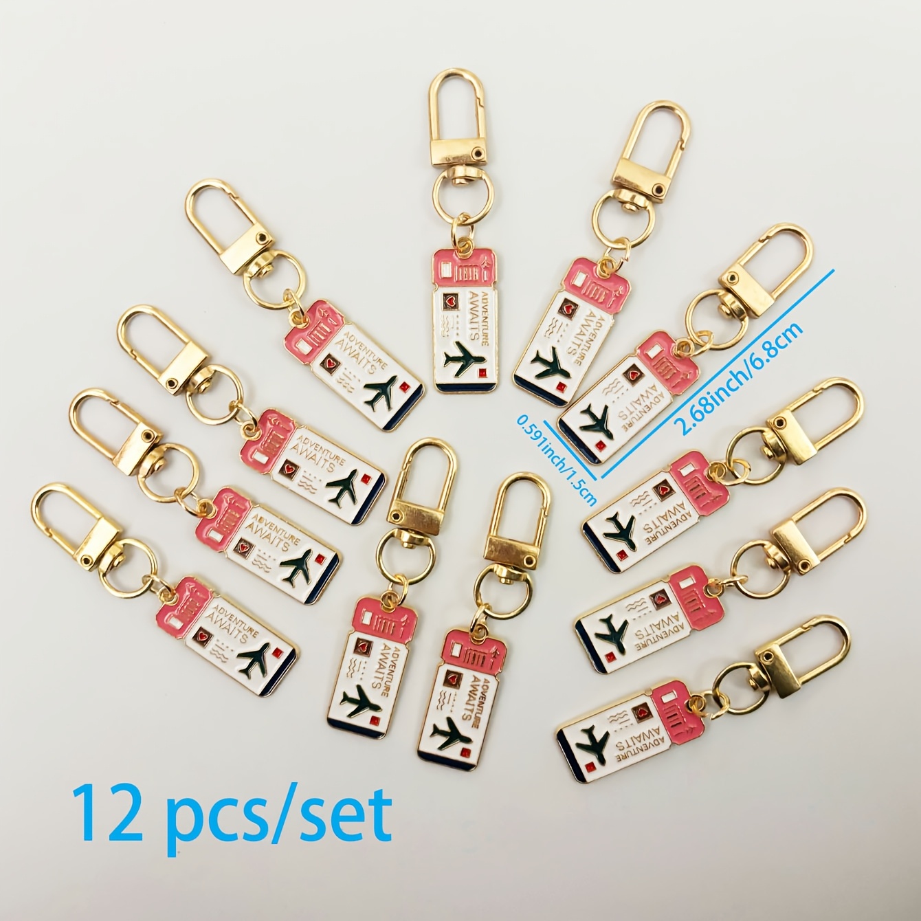 TEMU 12 Boarding Pass Keychains, Women's Key Ring Keychains, Travel Decorations, Boarding Pass Keychains, Alloy Material, Suitable For Daily And