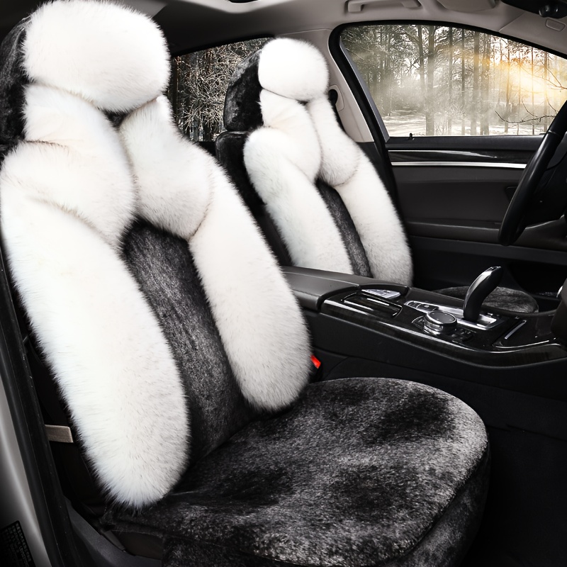 Front Row Single Seat, Luxury Elegant Full-Cover Artificial Fur Long-Pile Winter Car Seat Cover – Soft, Comfortable & Warm, Suitable for Most Cars, Interior Decoration Accessory, Fluffy Car Seat Covers, Car Cushion Seat, Car Covers Seat Full Set, Car