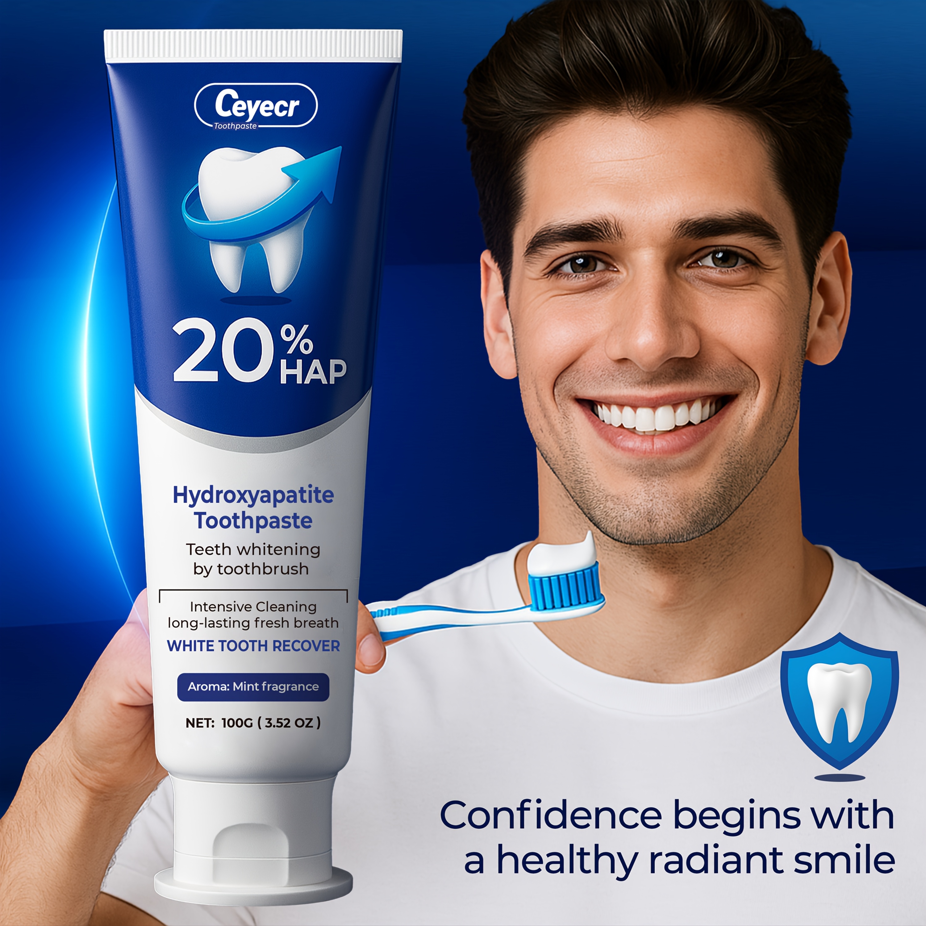 100g/3.52oz 20% Hydroxyapatite Toothpaste - Mild Mint Flavor, Protects And Strengthens Enamel, Care, Ingredients, Toothpaste For Sensitive Teeth