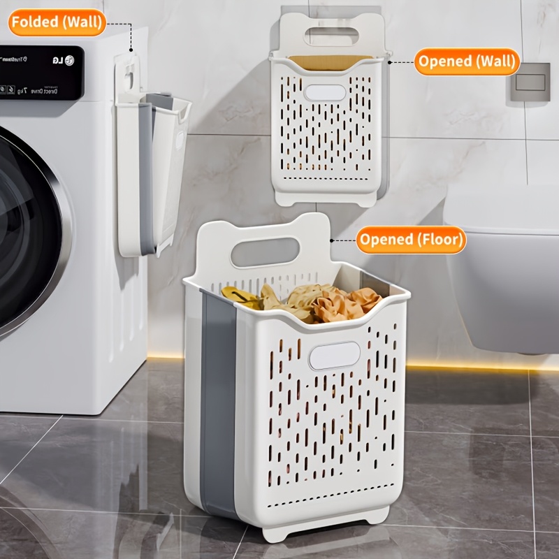 TEMU Joybos 2er-Pack faltbare wandmontierte Wäschekörbe (1 groß + 1 ), schlankes schmales Design, großes Fassungsvermögen, platzsparender Wäschekorb