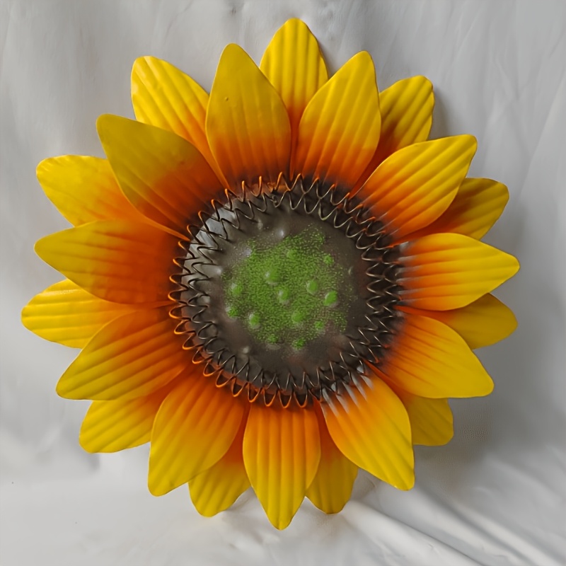 TEMU 【3d】 [3d] 1pc Large Metal Sunflower Wall Decor, Rustic Iron Flower Wall Art, Weatherproof Anti-rust Outdoor Garden Decoration, Colorful Floral