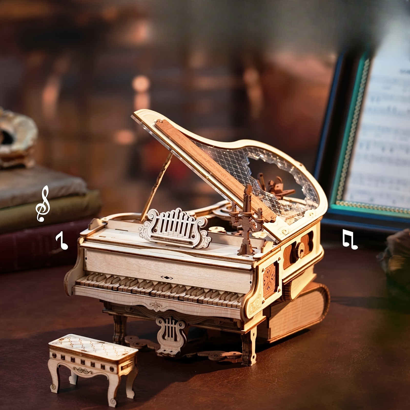 TEMU 3D-Puzzles für Erwachsene - Mechanische 3D-Puzzles Musikinstrument - Holzspieluhr Puzzle-Set zum Zusammenbauen - Ästhetische