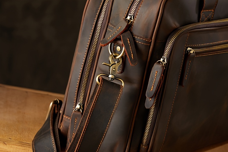 Crazy Horse Genuine Leather Scratch Repairable Men's Handbag, Handmade Vintage Crazy Horse Genuine Leather Tote Bag, Large Capacity Laptop Bag, Men's Single-Shoulder Crossbody Bag, Genuine Leather Business Briefcase