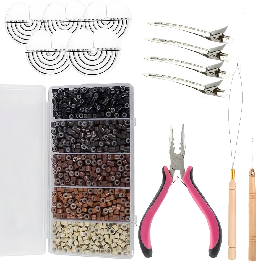 TEMU Kit URMEILI da 1000 pezzi per micro extension con micro anelli e perline - adatti per salone e strumenti fai da te per extension, applicazione