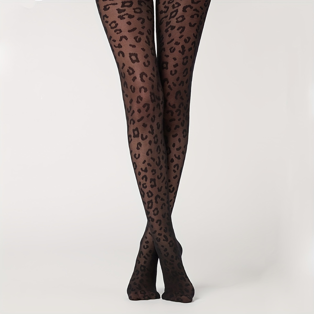 

1 Pair, Women's Sexy Leopard Print Black Tights, Stylish Pantyhose For Fashion And Comfort