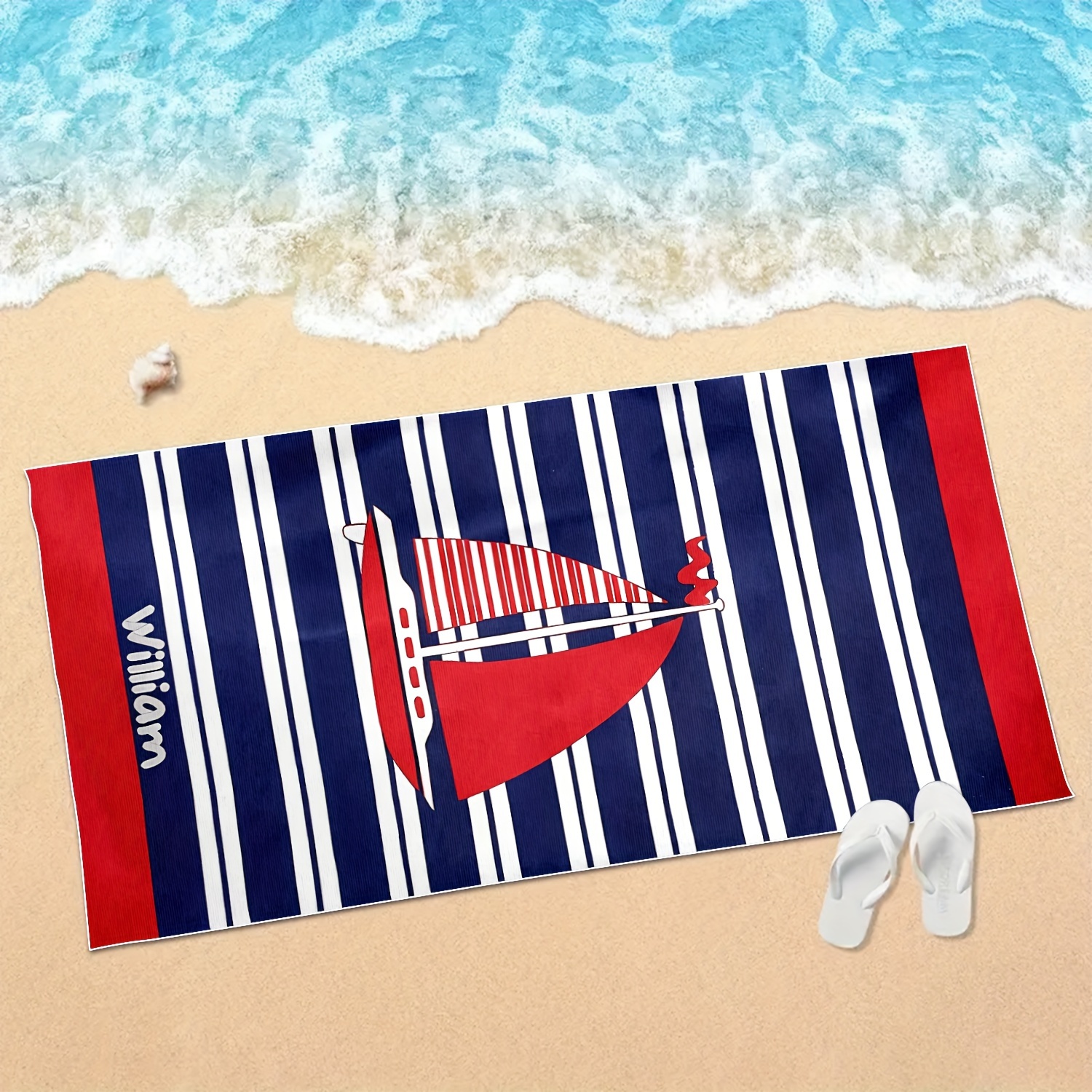 

Extra Large Striped Beach Towel - Super Absorbent, Quick-dry & Soft Microfiber, Sand-free For Pool, Swim, Bath, Travel & Camping