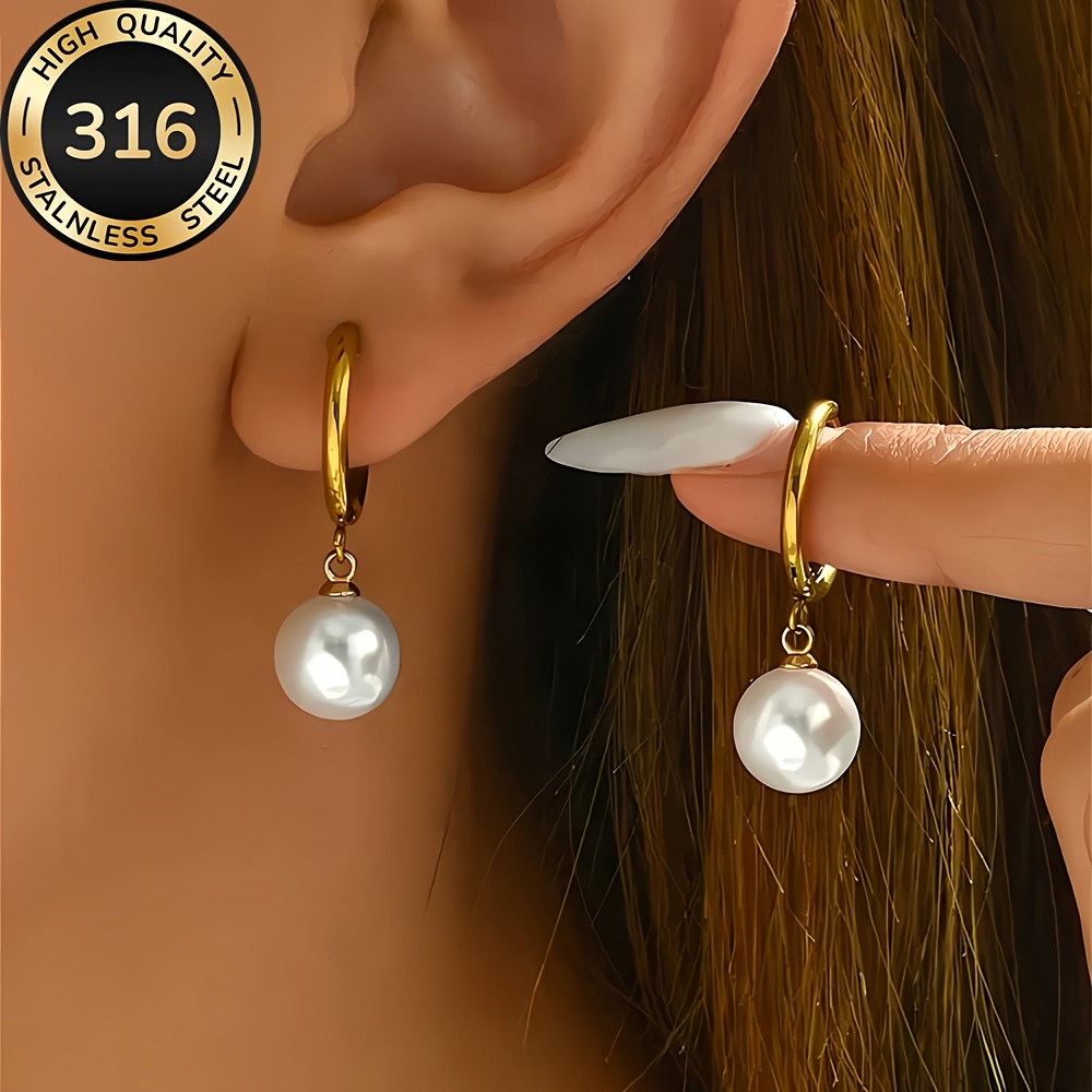 TEMU Hypoallergenic High-quality Stainless Steel Golden Earrings, Anti-fade, Comfortable And Versatile, Simple And Elegant, Fashionable Women's