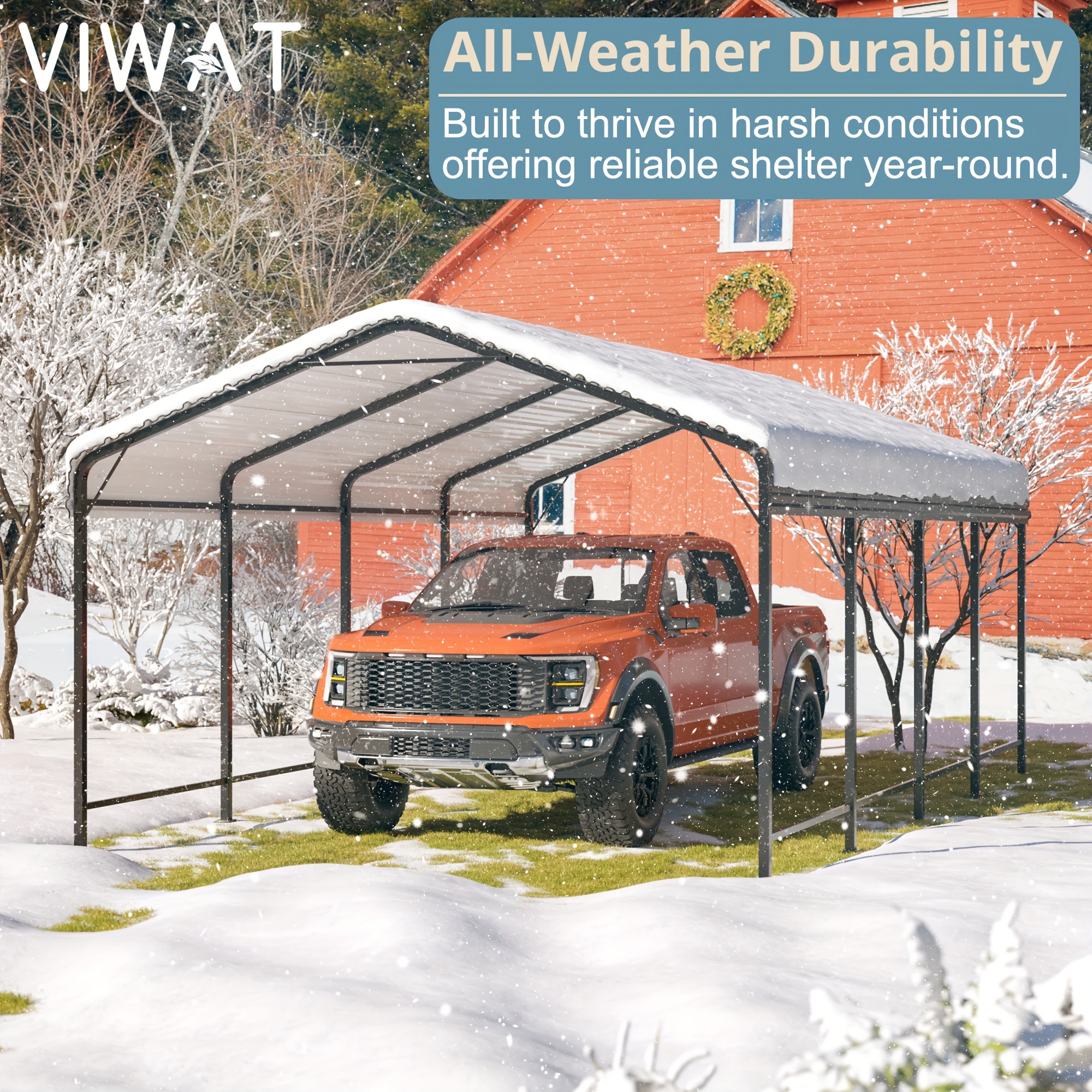 

Viwat Carport 12x20 Ft Metal Carport With Base Outdoor Heavy Duty Garage Galvanized Car Shelter For Pickup, Boat, Car And Tractors