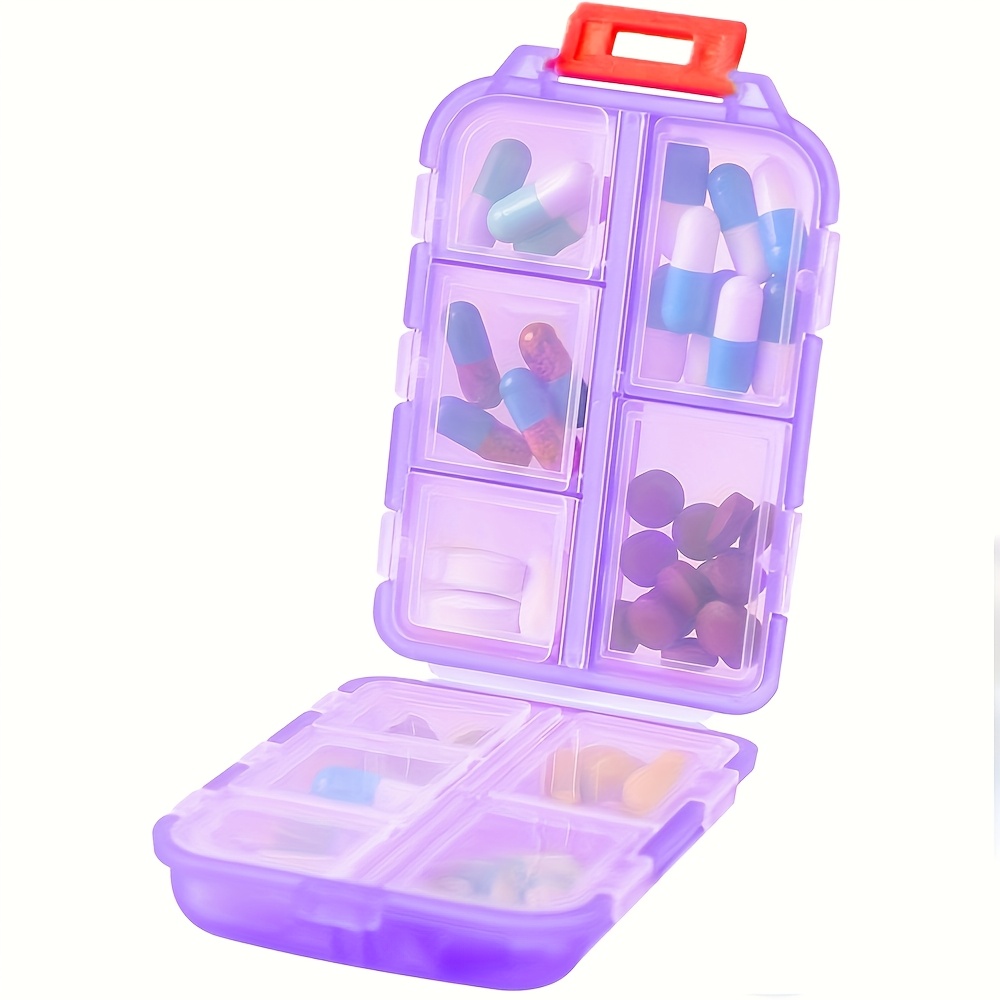 Travel Pill Organizer, 10-Compartment Compact Case