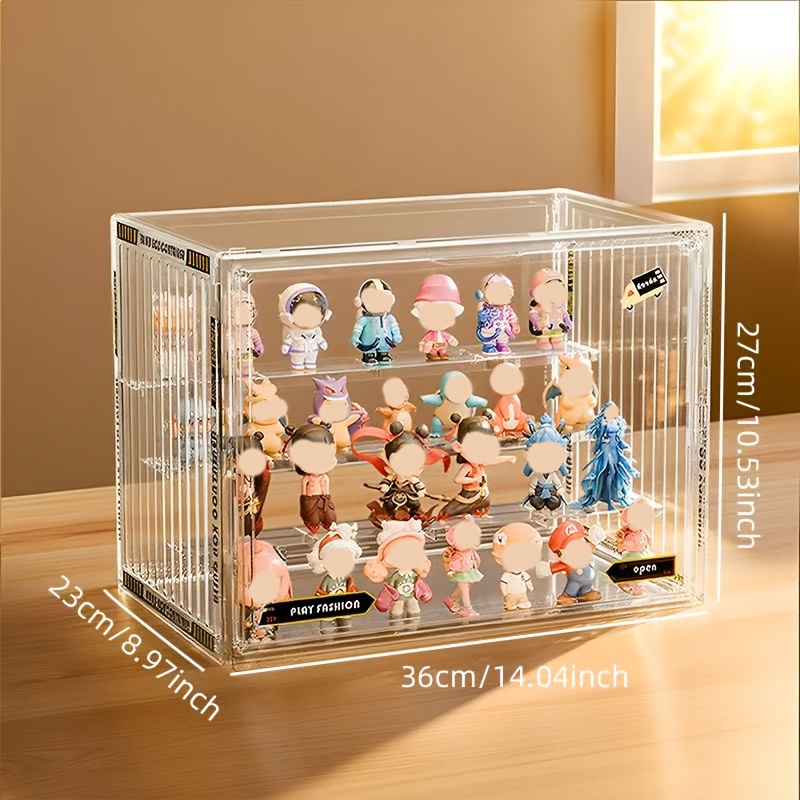 TEMU Transparent Display Box For Figurines, Acrylic Organizer With Magnetic Closure, Dust-resistant Showcase For Collectible Action Figures