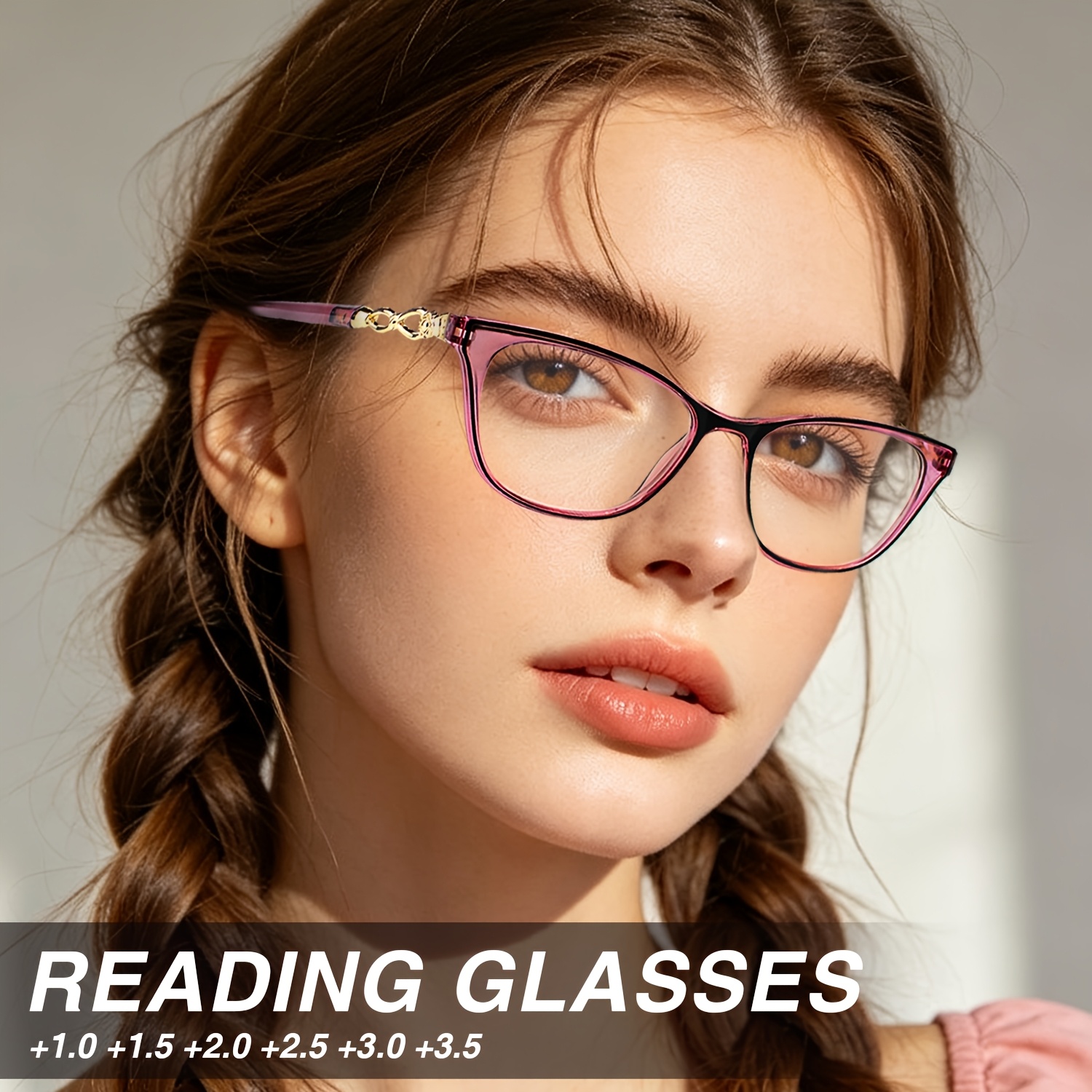 2pcs High-End Cat Eye Frame Reading Glasses Set