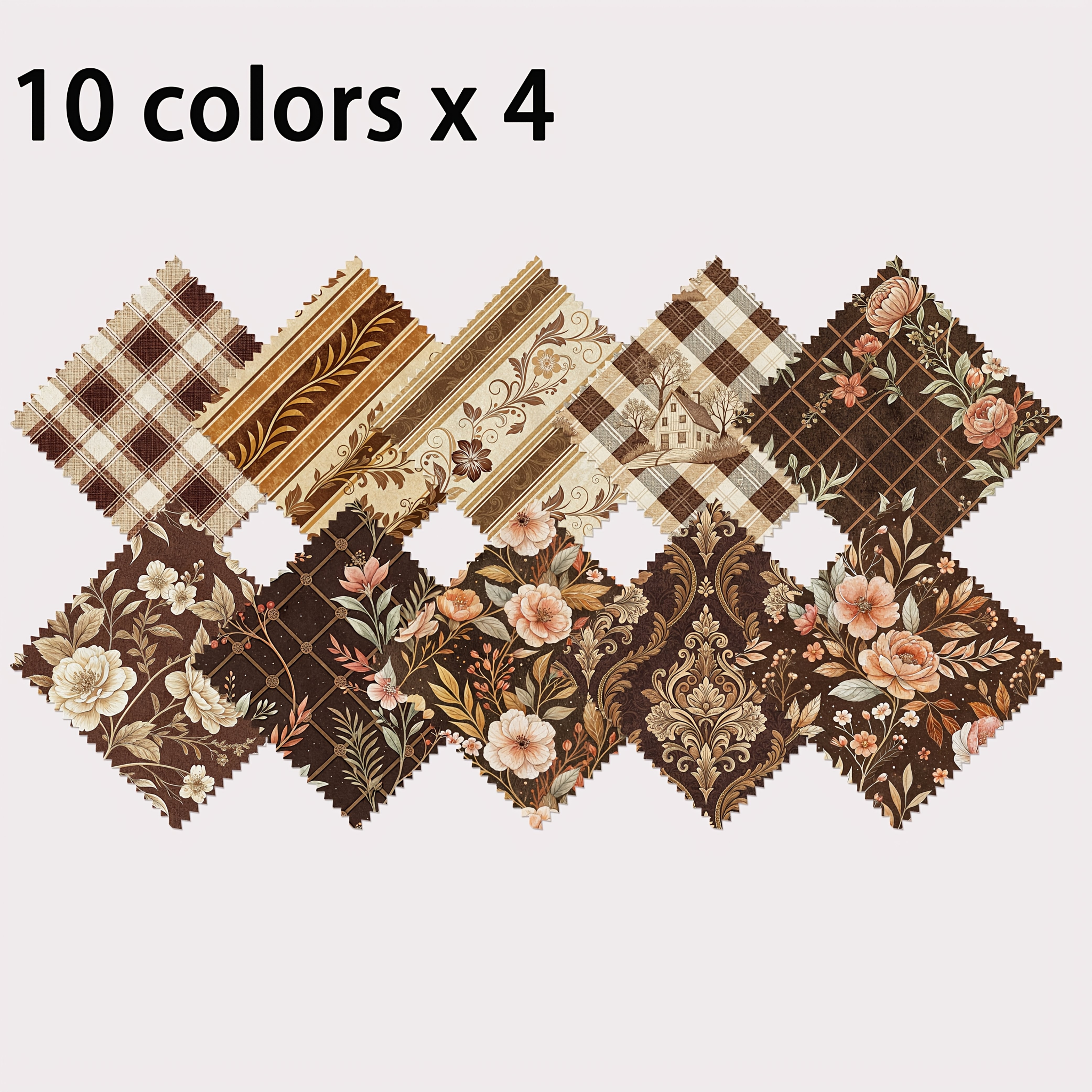 TEMU 40pcs Charm Pack Assortment, European Classical Style Patterns, Handmade And Textures, 10 Styles Of Designs 120g Polyester Fabric, Suitable For