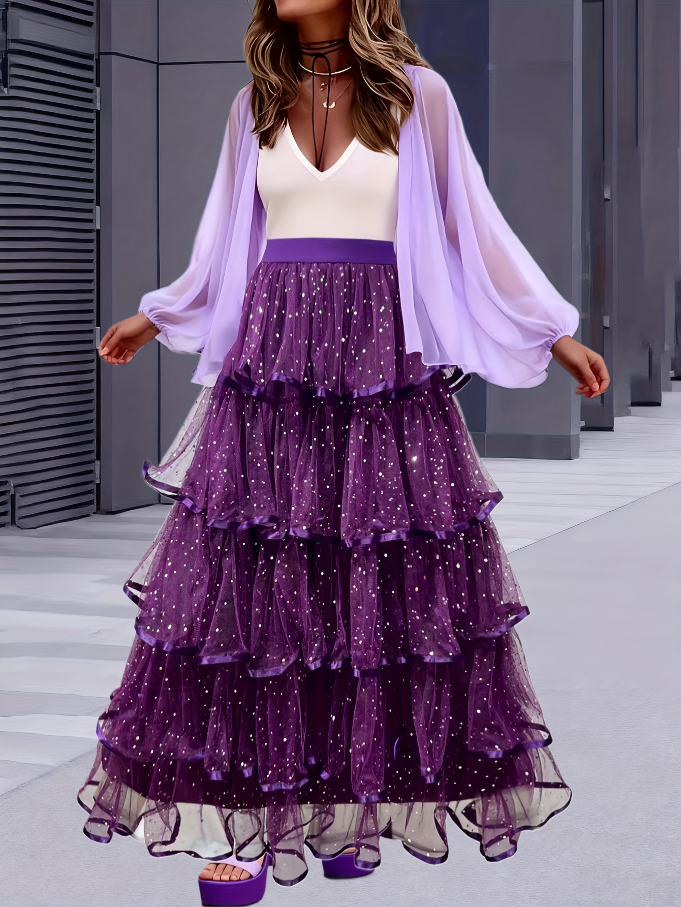 open lace back dress Gothic Black and Purple Lace Wedding Dress with Keyhole Back main image 0