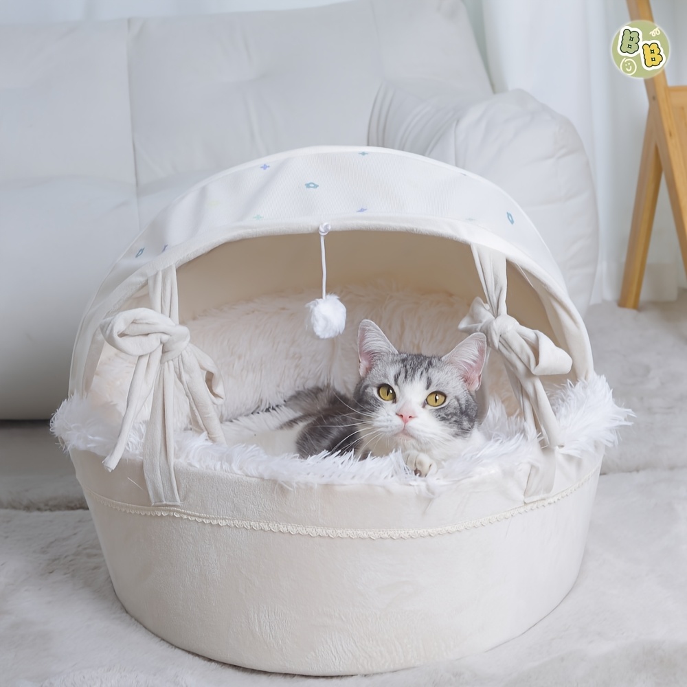 E-shop Katzenschaukelwiegen-Nest – Warmes, halbgeschlossenes Haustierbett mit zwei Schlafpositionen, abnehmbarem Kissen, für alle Jahreszeiten geeignet