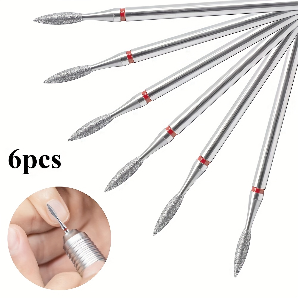 6pcs Flame Bit For Nail Drill, Cuticle Drill /32'' Electric Nail File Machine Nail Drill Bits Cuticle Nail Bits For Cuticle Dead Skin Nail Prepare