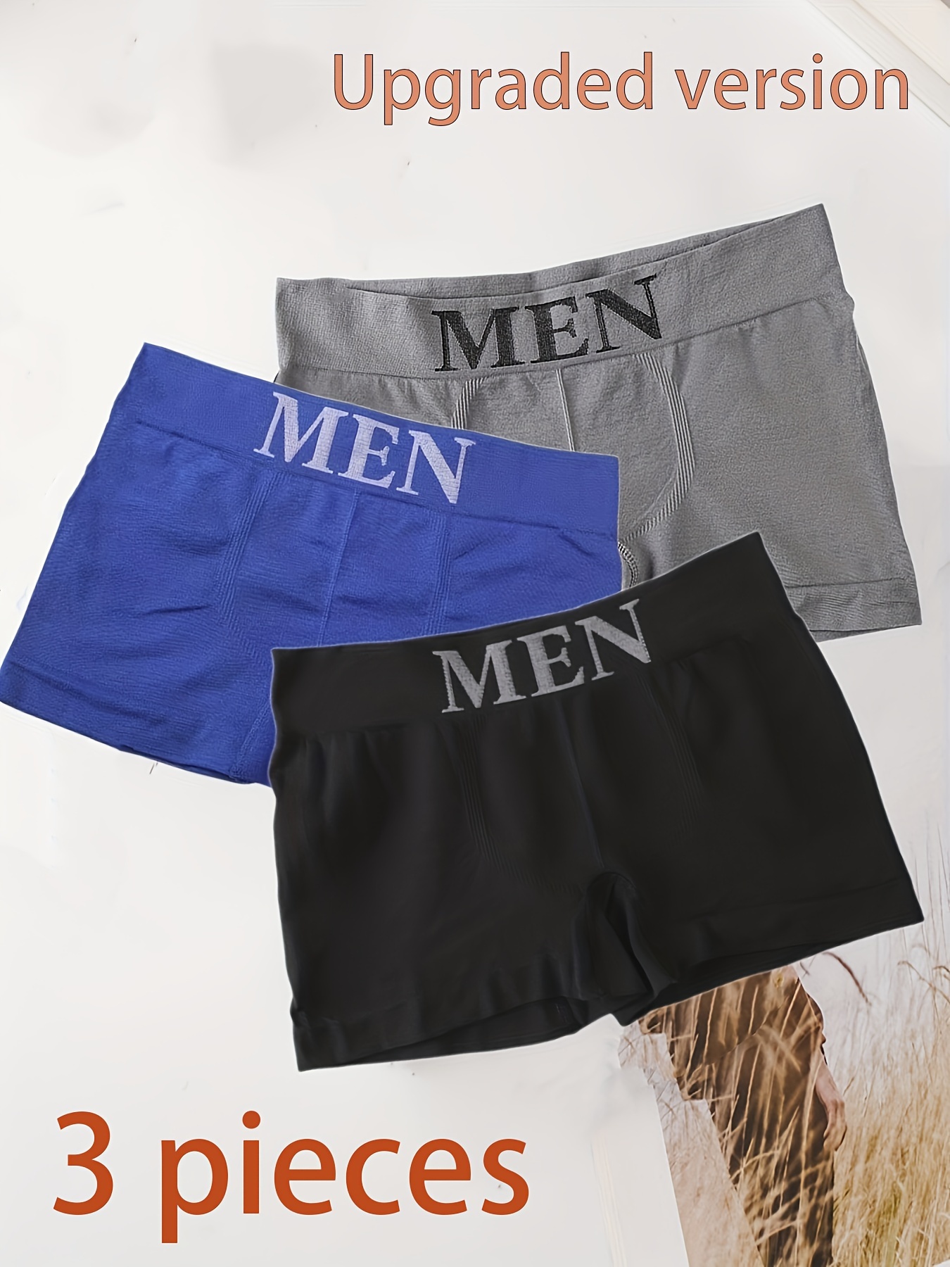 Men's Casual Plain Color Long Boxers Briefs Breathable Comfy - Temu
