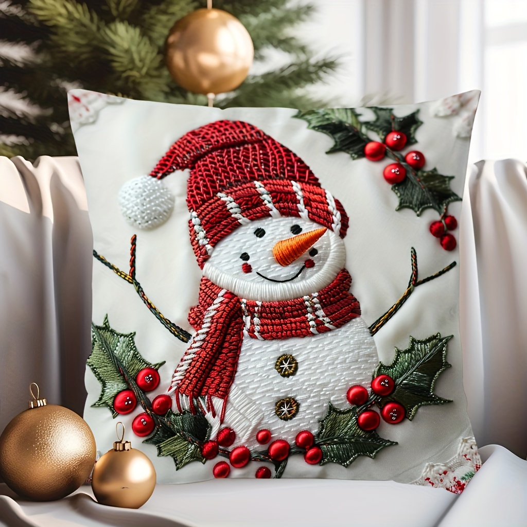 

Housse de Coussin Charme de Noël 17.7" - Design & Arbre, , Parfaite pour la Décoration de Canapé & Chambre, Fermeture Éclair, Polyester Lavable à , Décoration de Noël