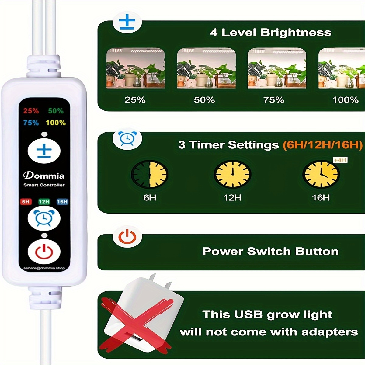 LED Grow Lights za unutrašnje biljke Podesivi spektar Temu