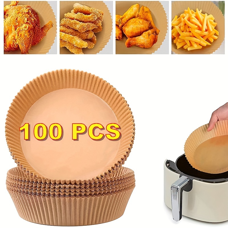 TEMU 100pc Disposable Air Fryer Liner, Round Air Fryer Liner , Roasting Food Grade For Air Fryer, Microwave , Frying Pan, Oil-proof, Water-proof