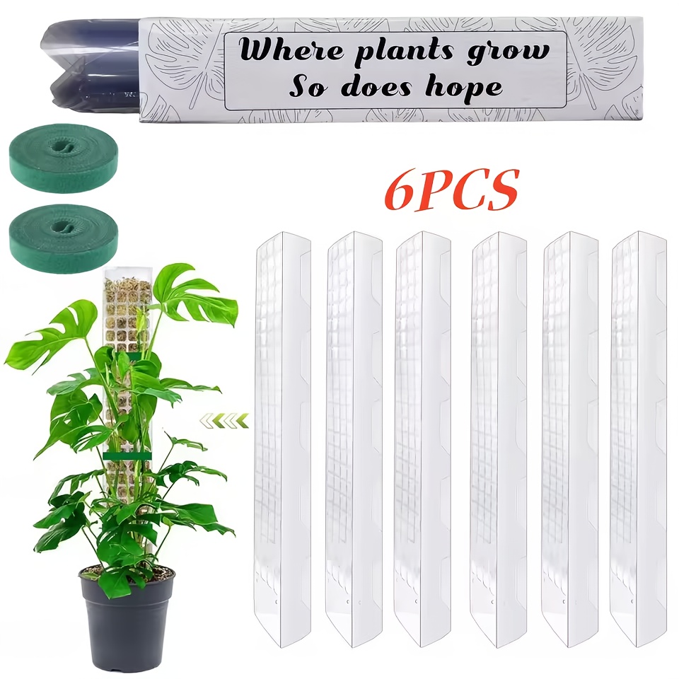 Image of 6pcs 15inch/38cm Plastic Moss Pole To Boost Plant Growth Support For Indoor Gardening Plants, Training Climbing Plants To Grow With Moss Pole