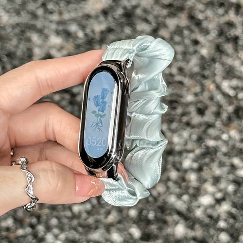 Women s Xiaomi Nylon Hairband Strap, Elastic Rope Style, Women s Hairband New Style Strap, Suitable for Xiaomi Bracelets 10, 9, 8, NFC Version , Fashionable, Simple, Soft and Comfortable Strap, Chiffon Ice Breathable Style, Jewelry Strap, Smart Watch Replacement Accessories (Suitable for wrist 13-16cm)