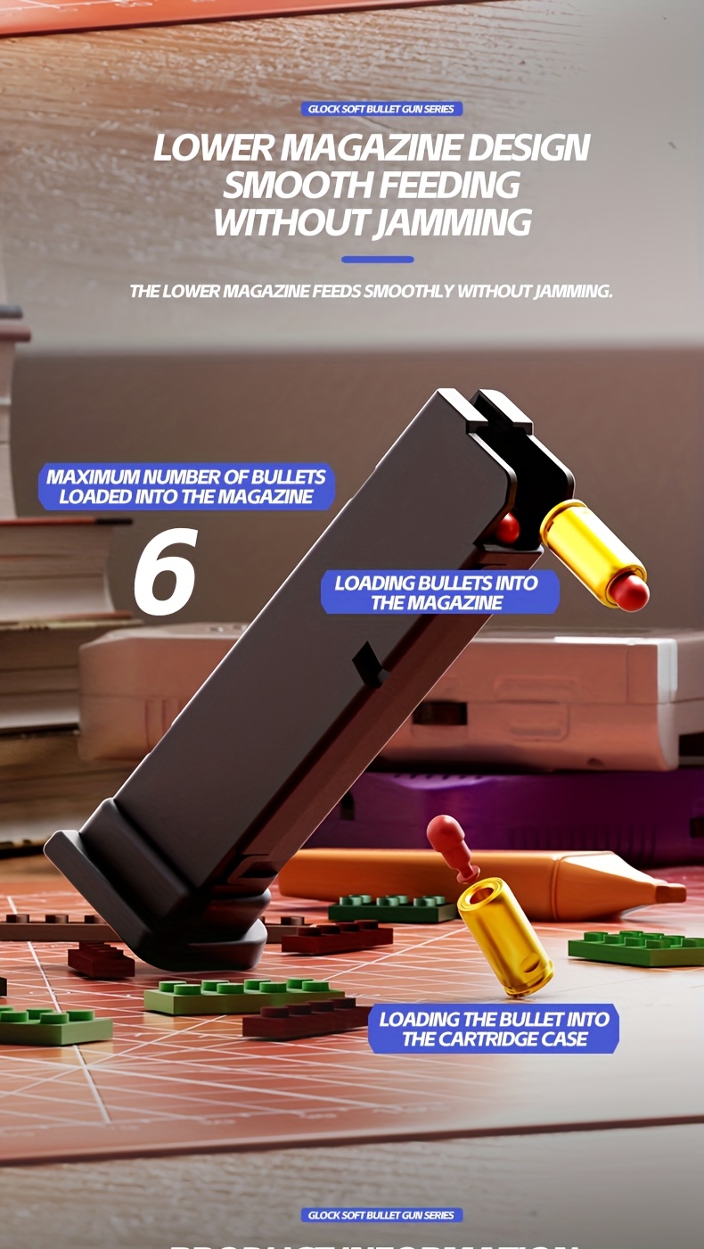 1set automatic ejection building block gun stem educational toy teenagers building block gun parent child assembly building block gun automatic ejection mechanical structure setchildrens creative construction toy diy design gun body building Product details 6