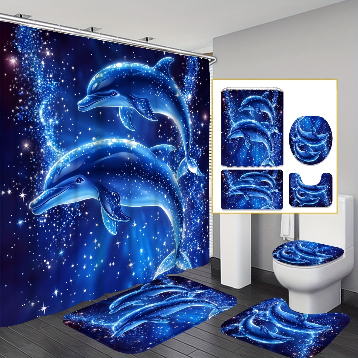 

1/4pcs Shower Curtain Set, Decoration Shower Curtain And Rug, Polyester Shower Curtain Bathroom Decor 12 For Bathroom Decoration
