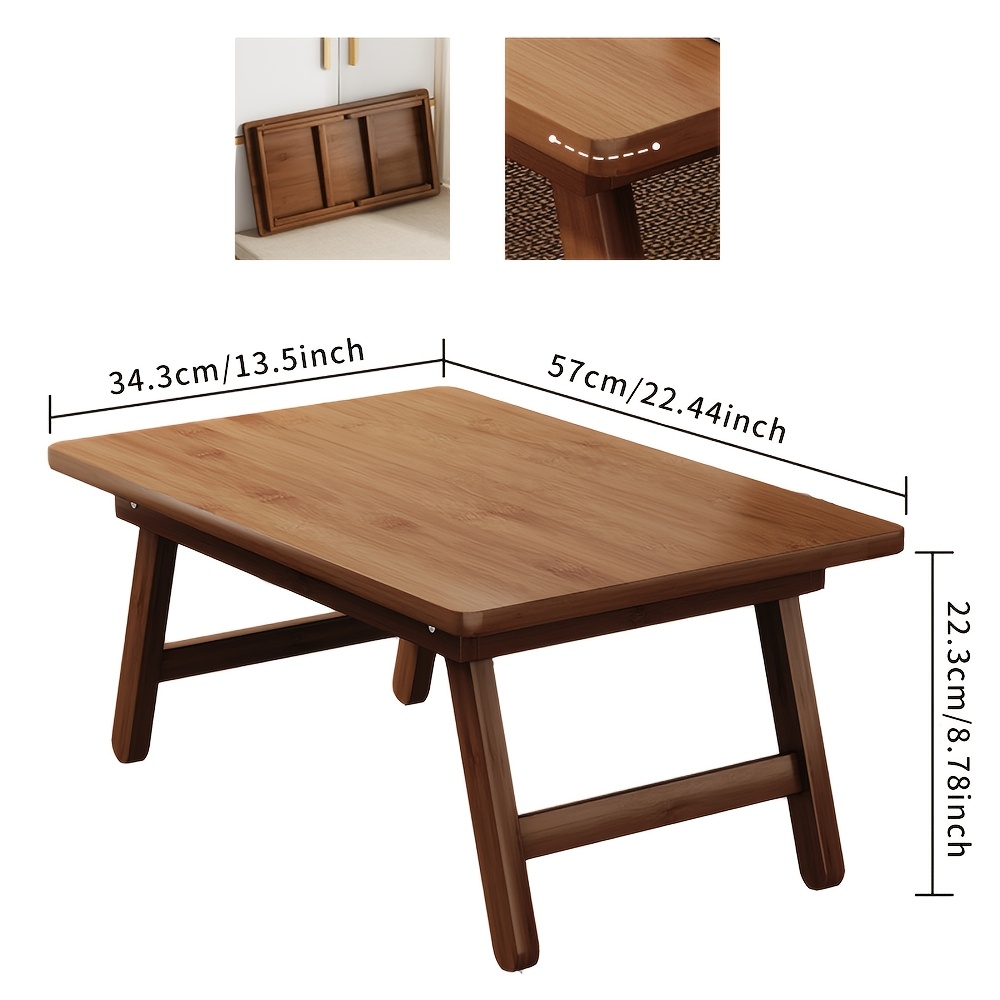 TEMU 1pc Wooden Folding Table, Japanese-style Small Tea Table, Suitable For And Beds, Portable Small Table