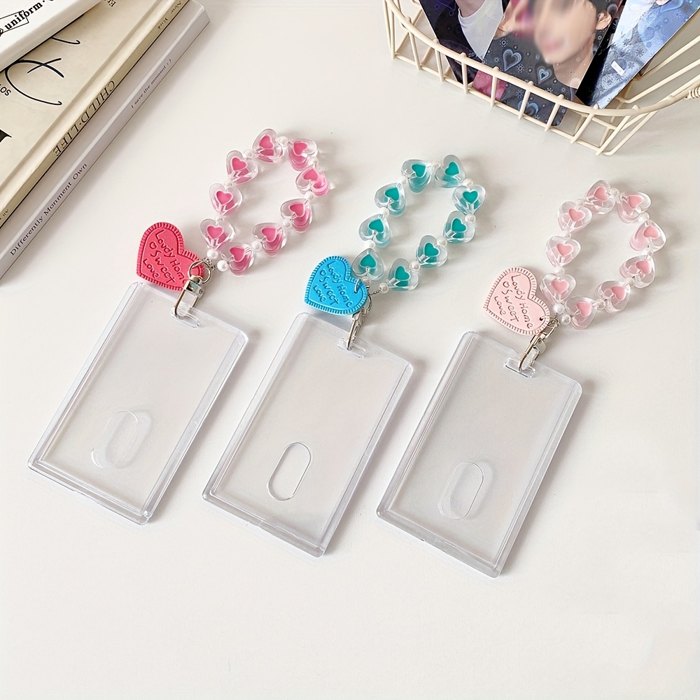 Transparante Kaart Bescherming Mouw Fotokaart Foto Protector Houder Sleutelhanger Bus Card Cover Acryl Leuke Koreaanse Sleutelhanger Foto's
