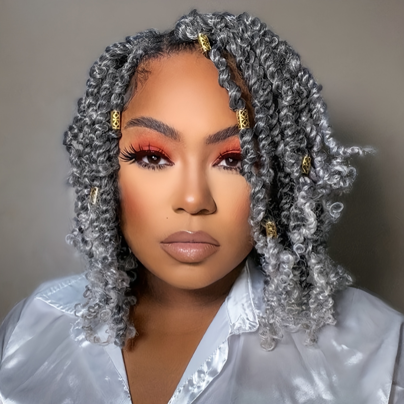 TEMU Short Curly Grey Dreadlock Wigs For Women, Featuring A Big Afro And Braided Styles, Use, Cosplay, And Christmas Parties