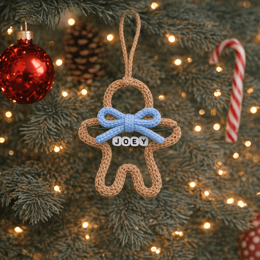 TEMU Custom Name Gingerbread For Man Christmas Ornament, Cookie Name Ornament With Bow, Hand- Wire Xmas Tree Hanging Decoration, Personalized Holiday
