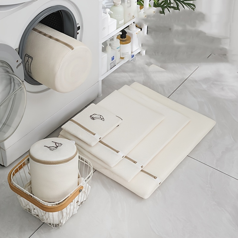 6pcs Thickened Double-Layer Laundry Bags - Machine Washable Anti-Deformation Clothing Protectors with Zipper Closure, Exquisite Embroidery Classification (Dress, Jacket, Pants) - Durable Polyester Storage Organizer for Delicate Fabrics, Garment Protection, Neat Appearance, Polyester Fiber, Smooth Texture, Laundry Bags