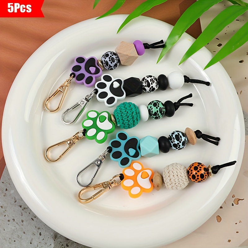 TEMU Set Of 5 Adorable Cartoon Foot Silicone Beads For A Short Keychain, Designed To Prevent Loss. An Ideal Gift For During The Holidays