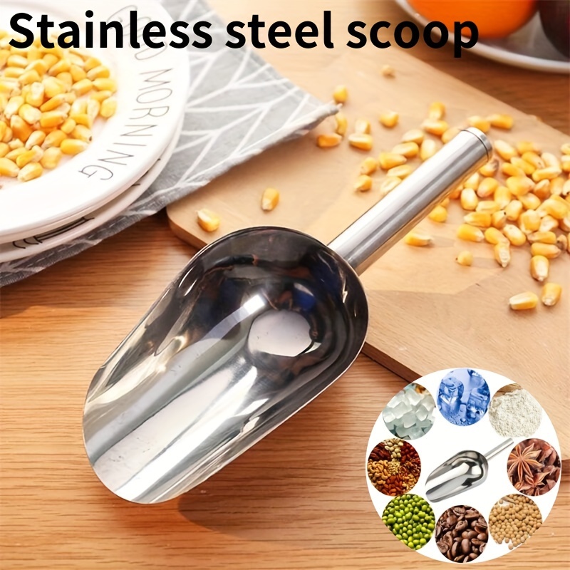 

Versatile Stainless Steel Scoop - Perfect For Ice, Tea, Grains, Chips, Flour, Dried Fruits & More - Ideal For Restaurants, Bars, Parties & Pet Food