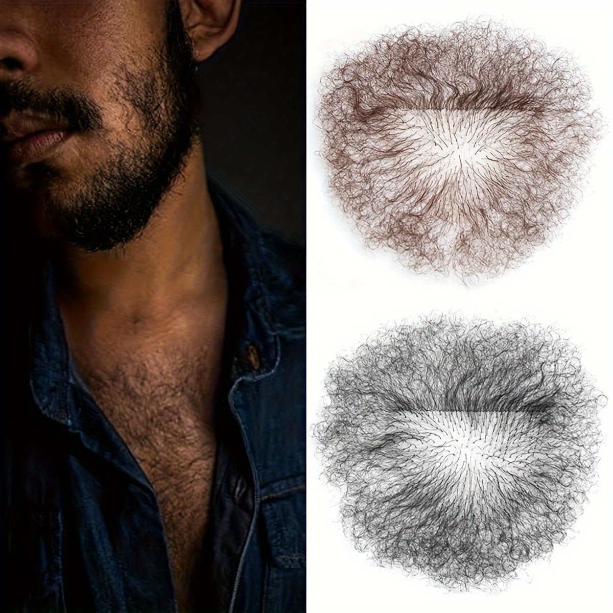 vollstndiges spitzenhandgemachtes herrenbrusthaarstck - knstliches  achselhaar, synthetisches krperhaar, hinzufgen von mnnlichkeitshaar,  handgemachtes herrenbrusthaar - herrenbrusthaarstck fr cosplay,  halloween, weihnachtsfeiern & drama ...
