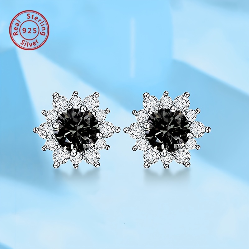 925 Silver Moissanite Snowflake Stud Earrings