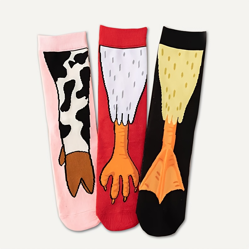 Image of 3 Pairs Of , And Animal-themed Footwear With Cute Designs. Perfect For Casual Wear At Gatherings Or Parties. Great For Gifting